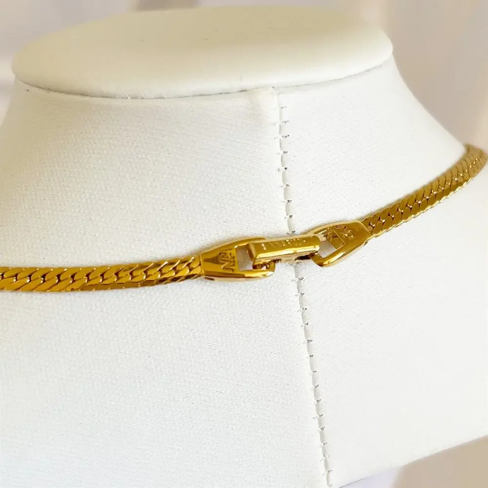 NINA RICCI Vintage Love Knot Rhinetone Snake Omega Choker Necklace 1980s